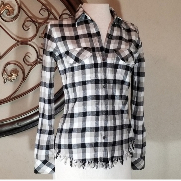 Current Elliott Shirt Buffalo Plaid Gray Size Medium - Picture 7 of 16